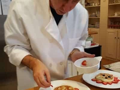 chef plating breakfast food