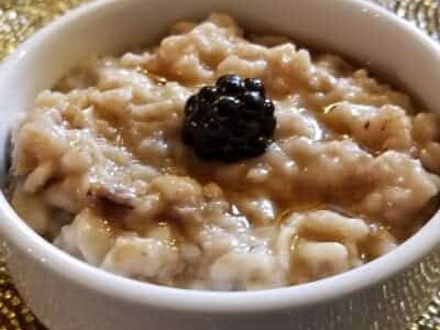 oatmeal with blackberry on top